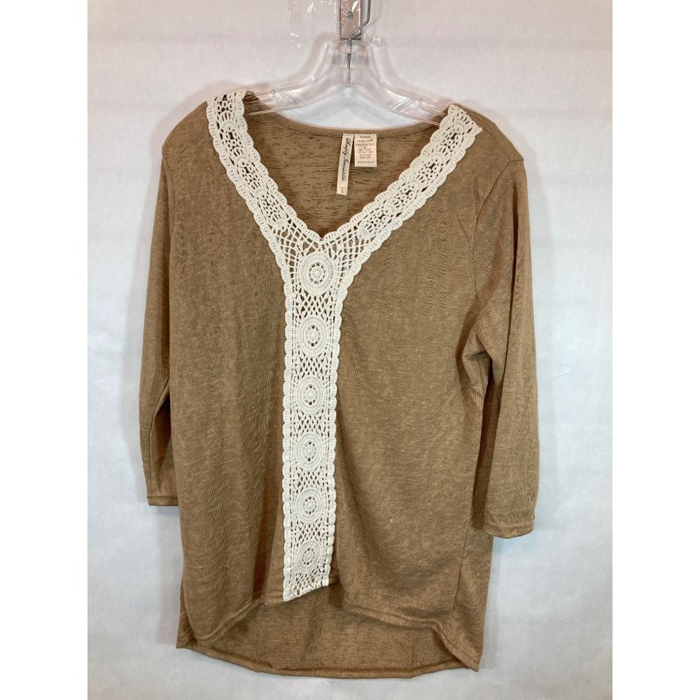 Women's Gold Large Fashion Top - Stylish & Versatile Shirt for Casual or Dressy